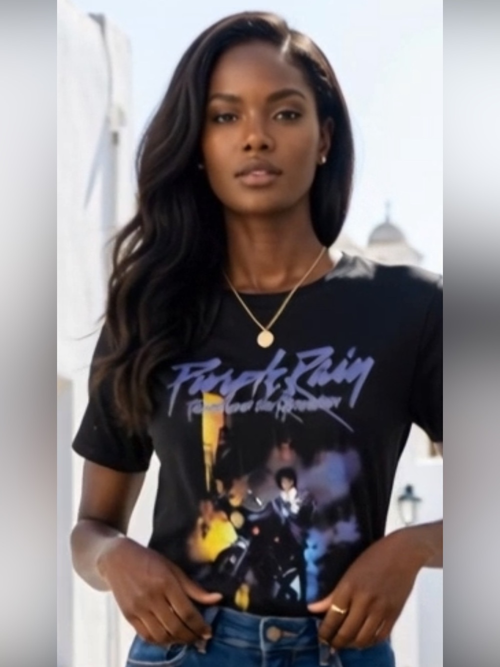 Prince Black Short Sleeve Tee with Artistic Graphic
